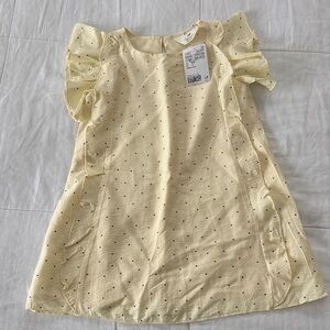H&M NWT Yellow Polka Dot Dress with Ruffle Sleeves